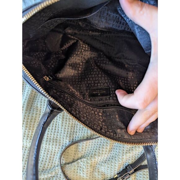 Kate Spade With Tag, Handbag Shoulder 2Way Border Logo White Black Jet Bag - Picture 5 of 10